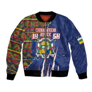 Personalized Central African Republic Coat Of Arms Bomber Jacket Kente Pattern LT18
