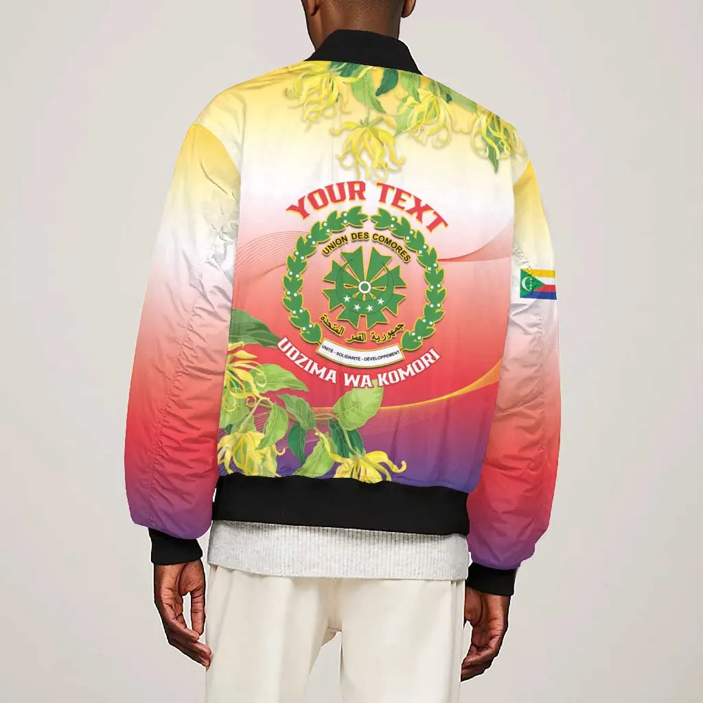 Personalized Comoros Bomber Jacket Coat Of Arms Mix Ylang Ylang Flower LT14