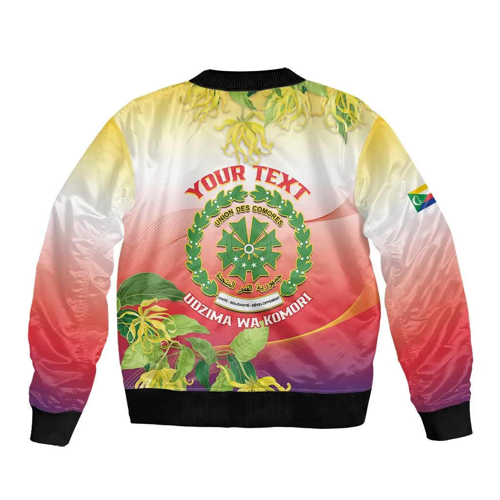 Personalized Comoros Bomber Jacket Coat Of Arms Mix Ylang Ylang Flower LT14