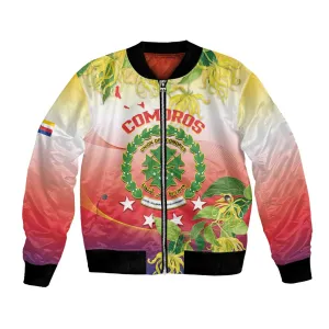 Personalized Comoros Bomber Jacket Coat Of Arms Mix Ylang Ylang Flower LT14