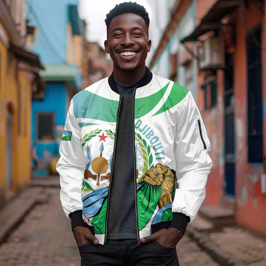 Personalized Happy Djibouti Sleeve Zip Bomber Jacket Independence Day LT15