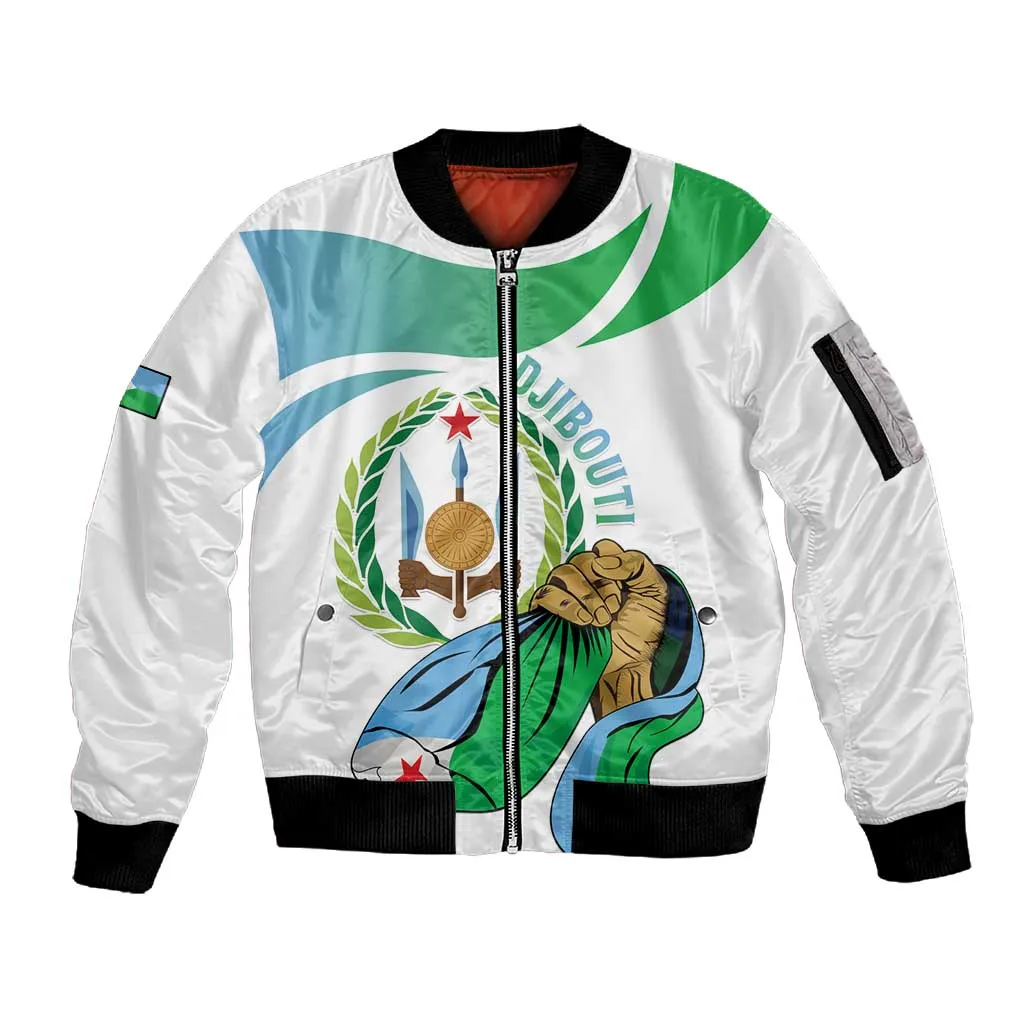 Personalized Happy Djibouti Sleeve Zip Bomber Jacket Independence Day LT15