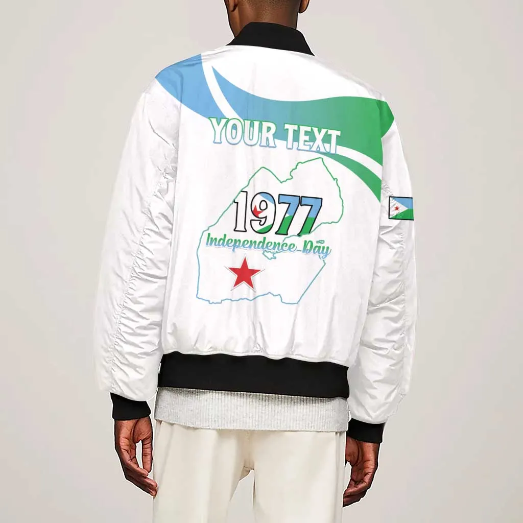 Personalized Happy Djibouti Sleeve Zip Bomber Jacket Independence Day LT15