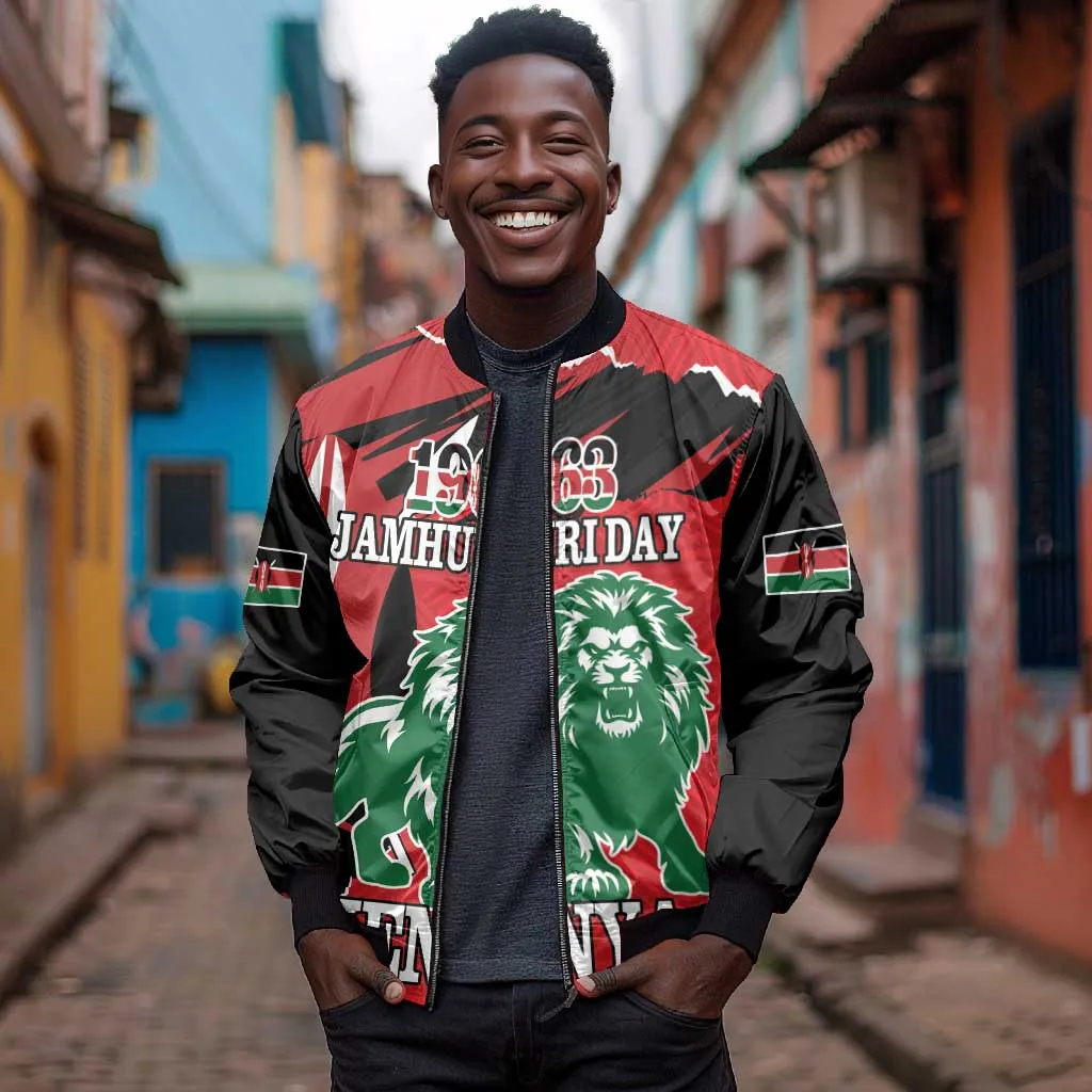 Personalized Jamhuri Day 1963 Bomber Jacket Angry Lion With African Shield LT18