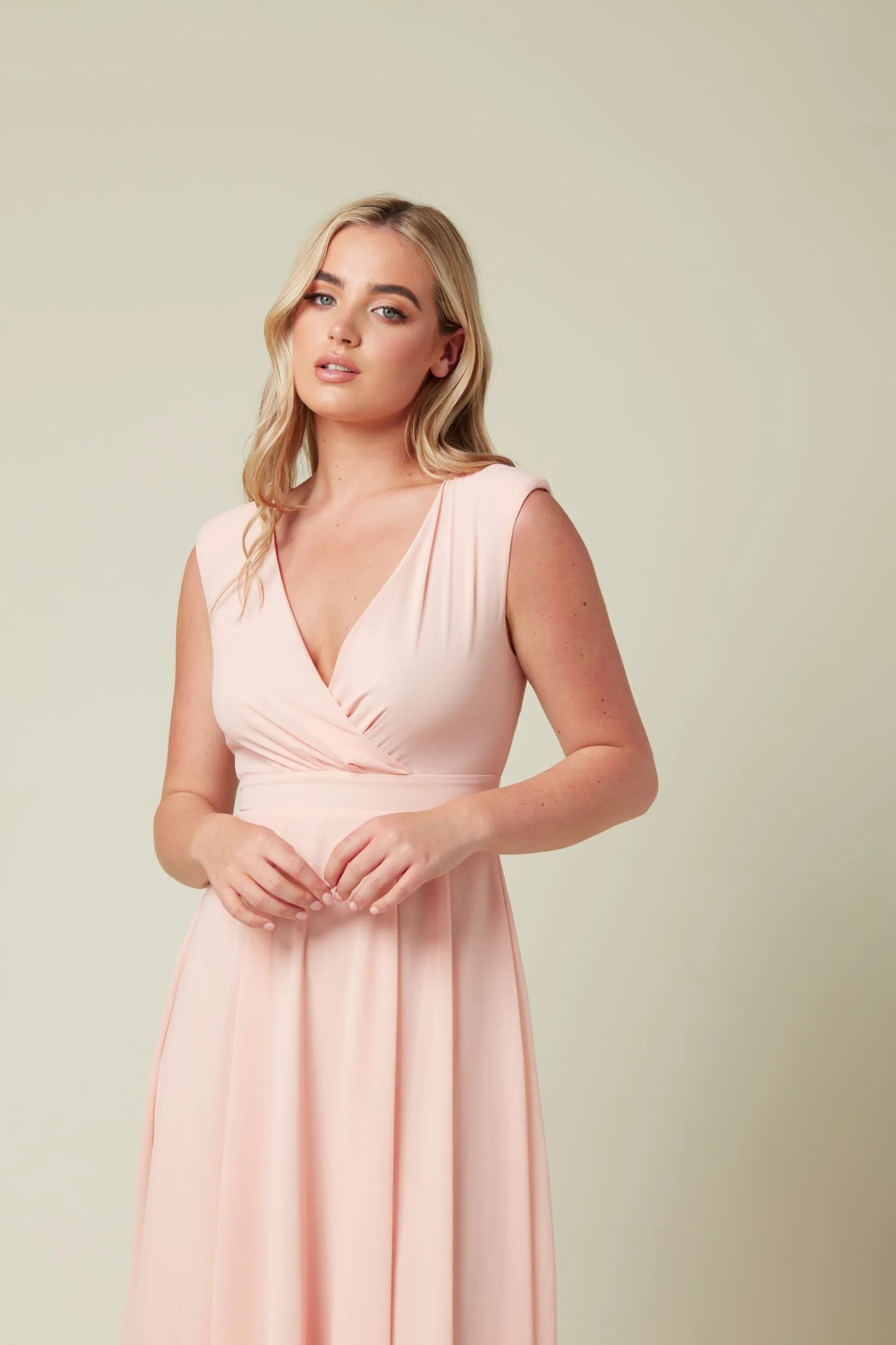 PINK CHIFFON BRIDESMAID MAXI DRESS