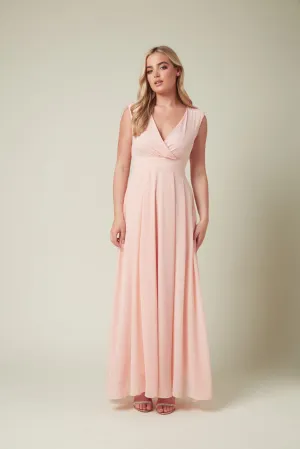 PINK CHIFFON BRIDESMAID MAXI DRESS