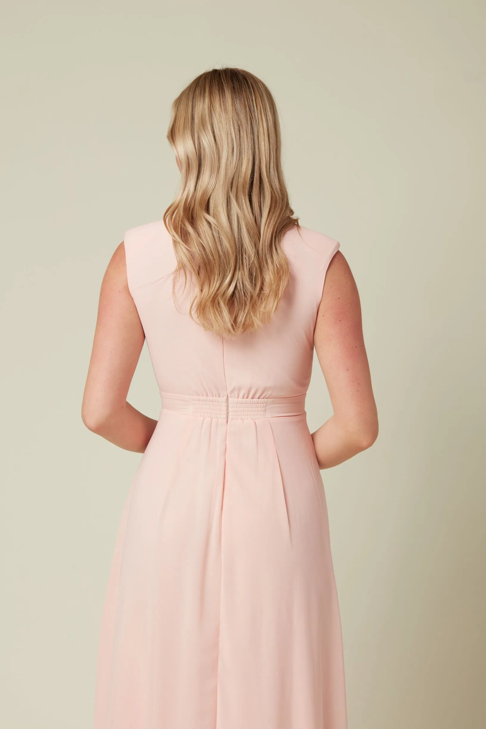PINK CHIFFON BRIDESMAID MAXI DRESS