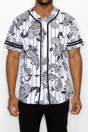 Pinstripe Bandana Baseball Jersey - White
