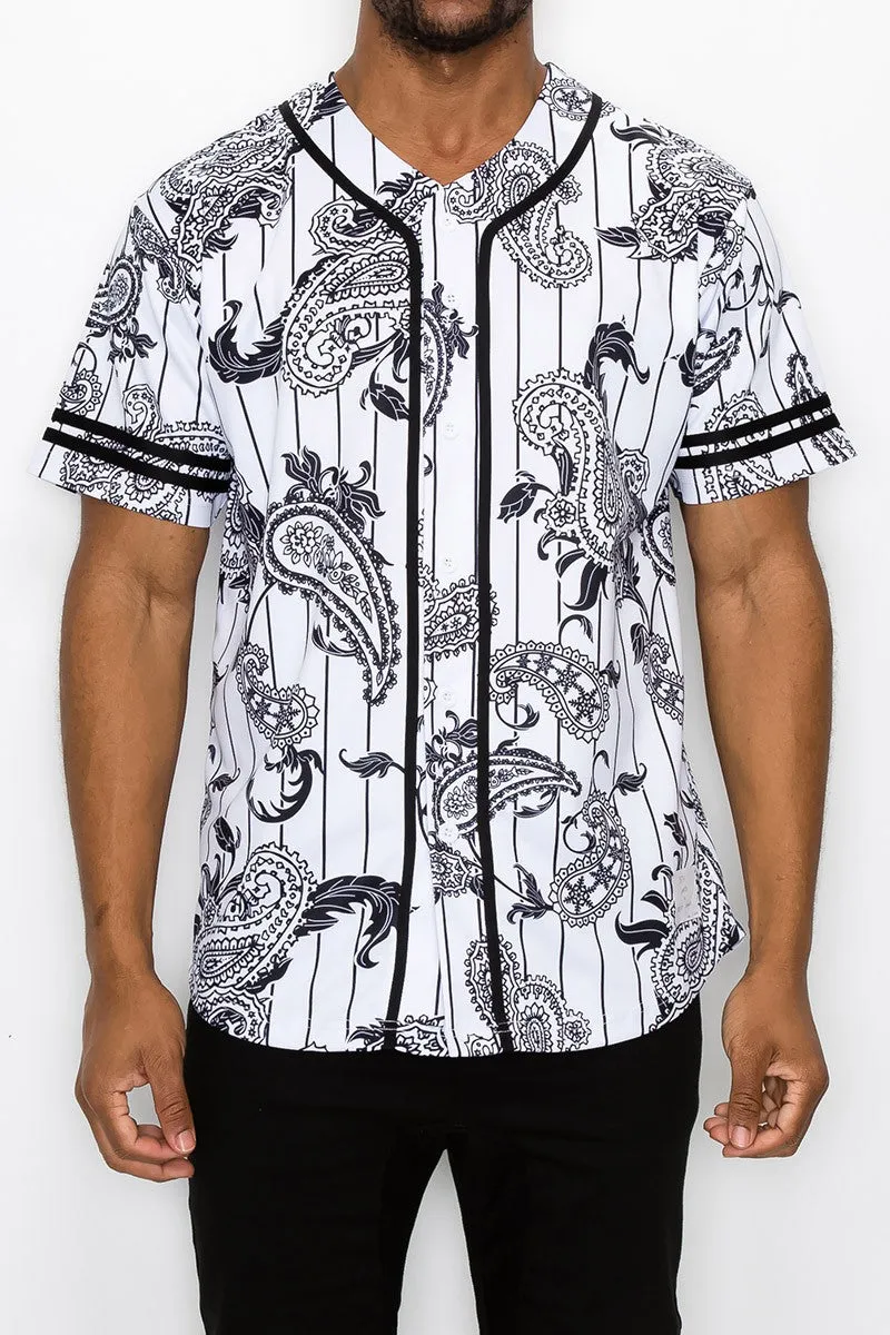 Pinstripe Bandana Baseball Jersey - White
