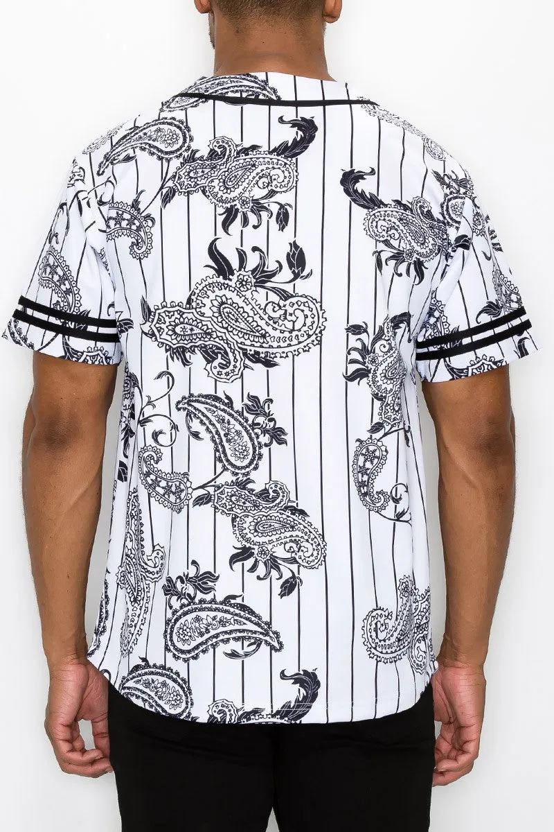 Pinstripe Bandana Baseball Jersey - White