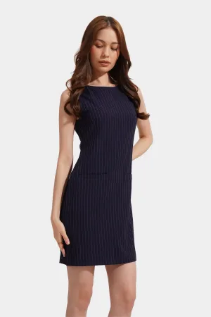 Pinstripe Sheath Mini Dress