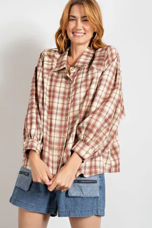 PLAID BUTTON DOWN SHIRT
