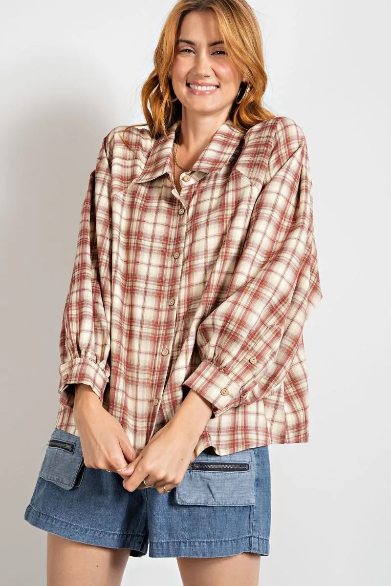 PLAID BUTTON DOWN SHIRT