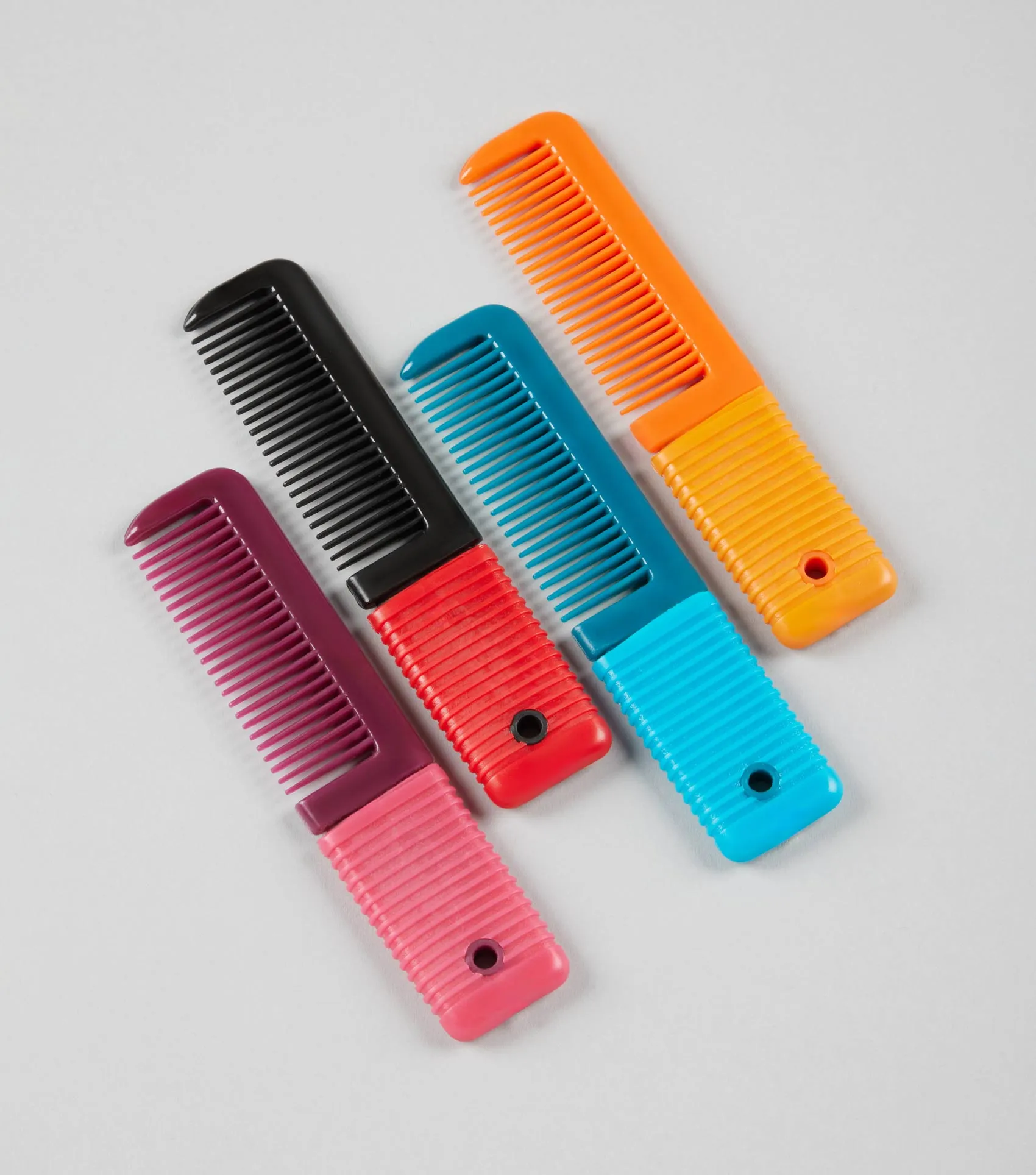 Plastic Mane Comb with Handle - Small Orange & Amber