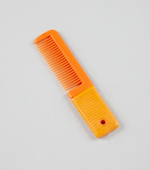 Plastic Mane Comb with Handle - Small Orange & Amber