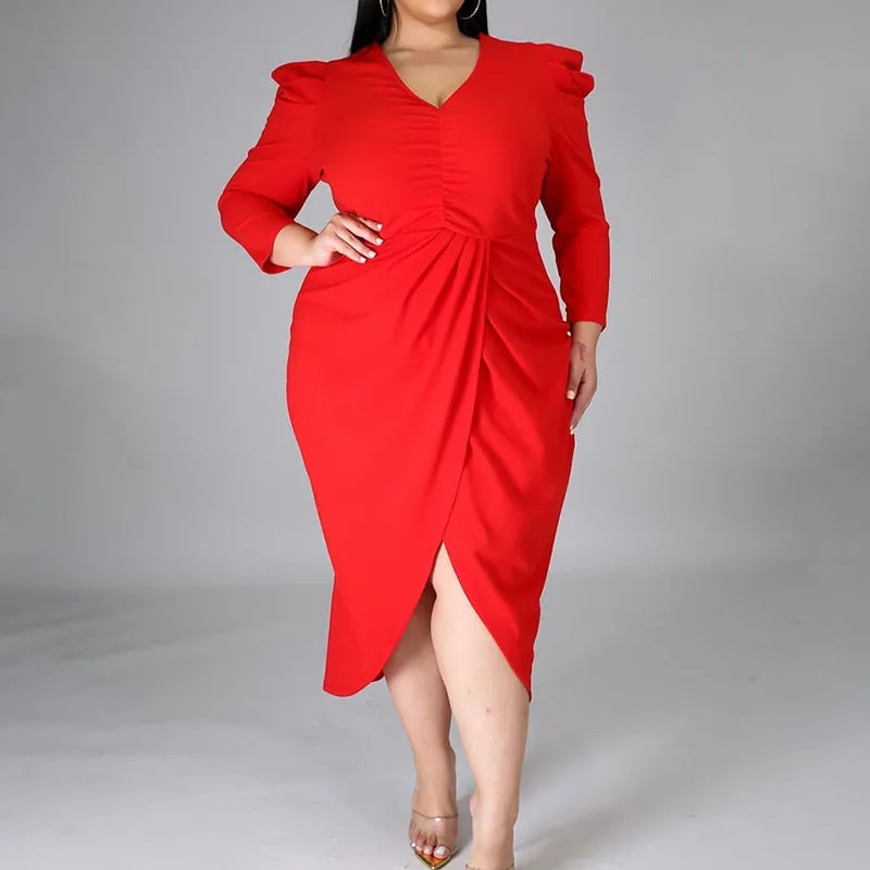 Plus Size  Women Evening Party V-Neck Bag Hip