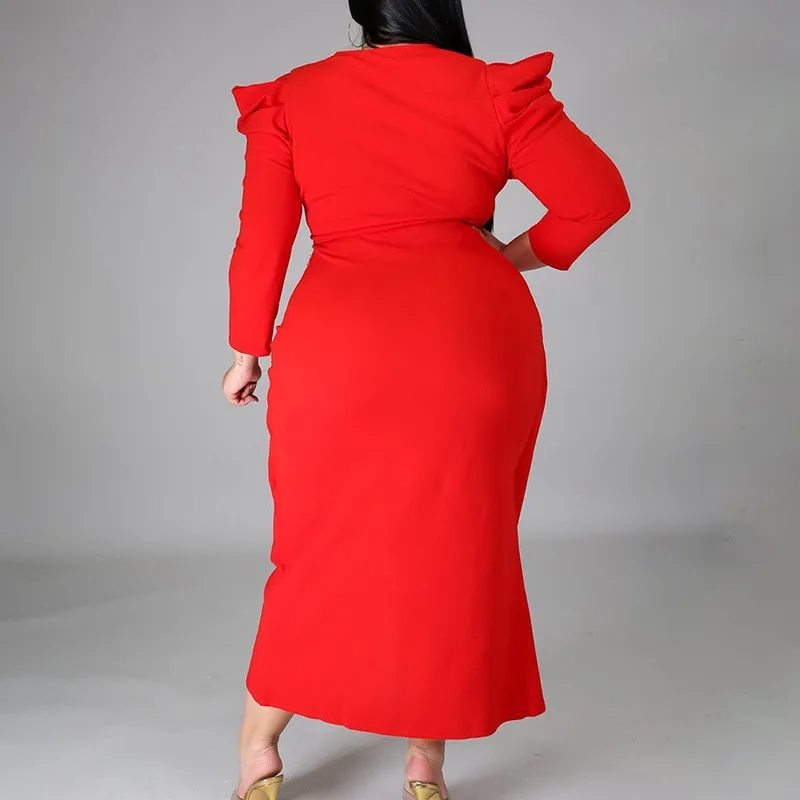 Plus Size  Women Evening Party V-Neck Bag Hip