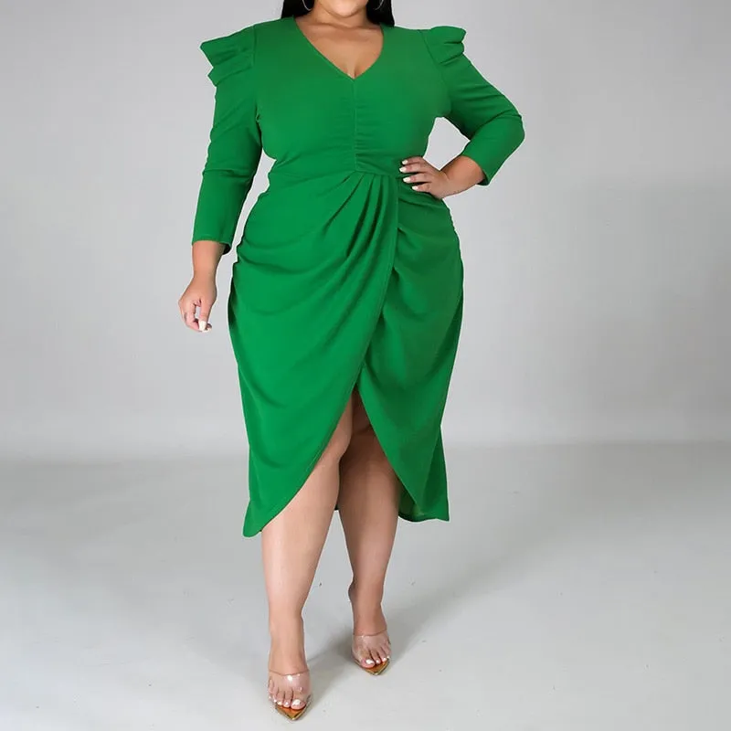 Plus Size  Women Evening Party V-Neck Bag Hip