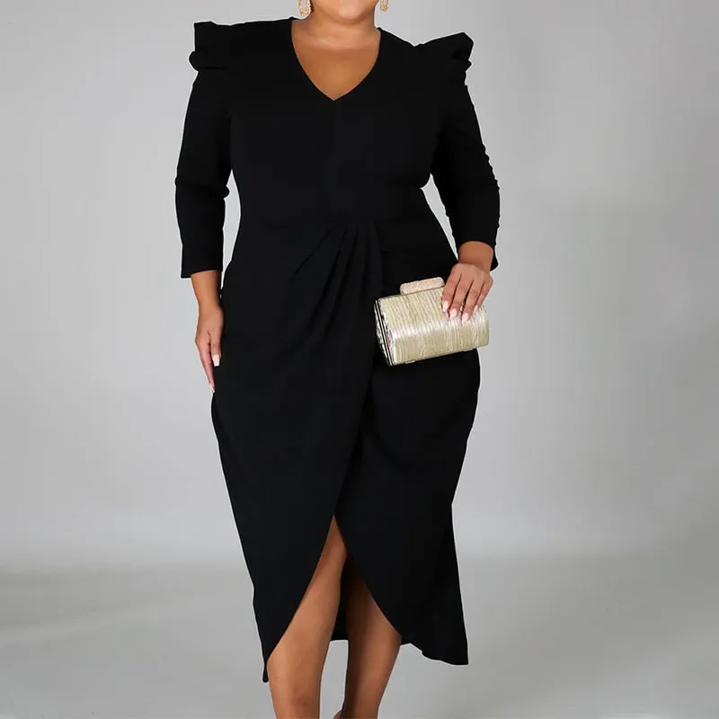 Plus Size  Women Evening Party V-Neck Bag Hip