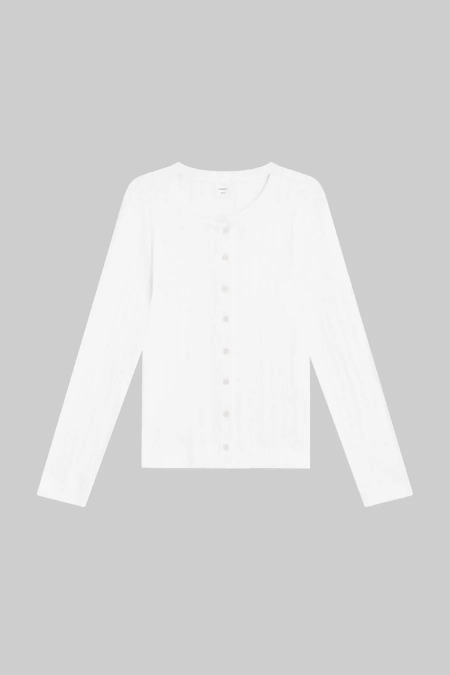 Pointelle Classic Crew Cardigan - White