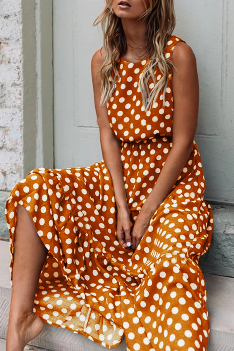 Polka Dot Round Neck Dress (5 Colors)