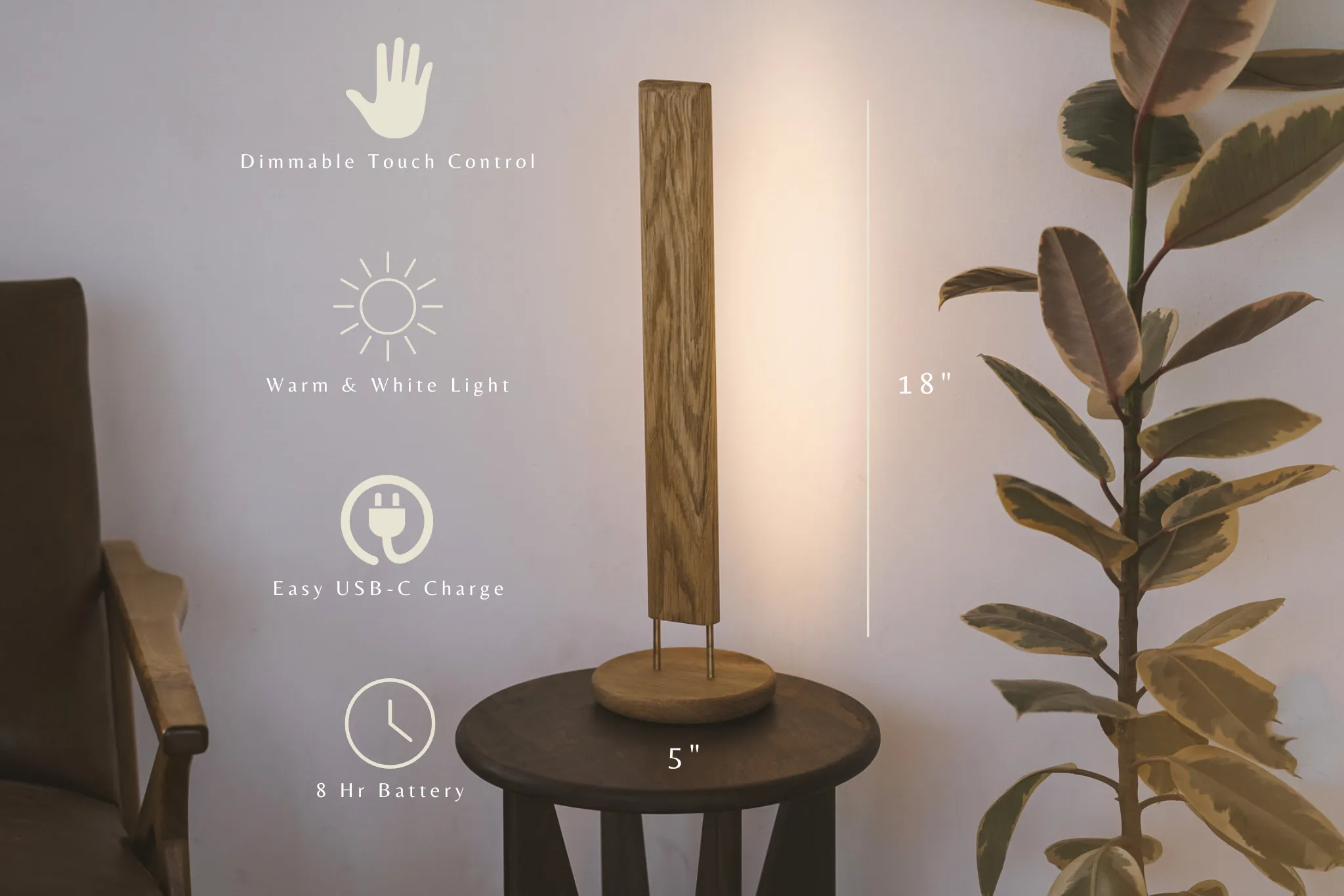 Portable Elevate Bedside Lamp Rechargable