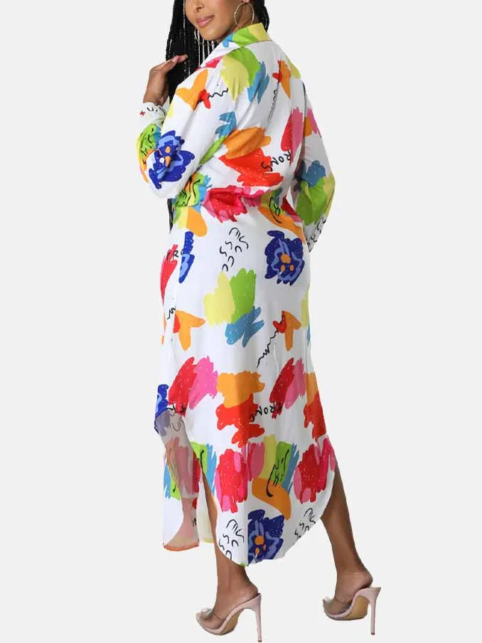 Print Button Down Dresses