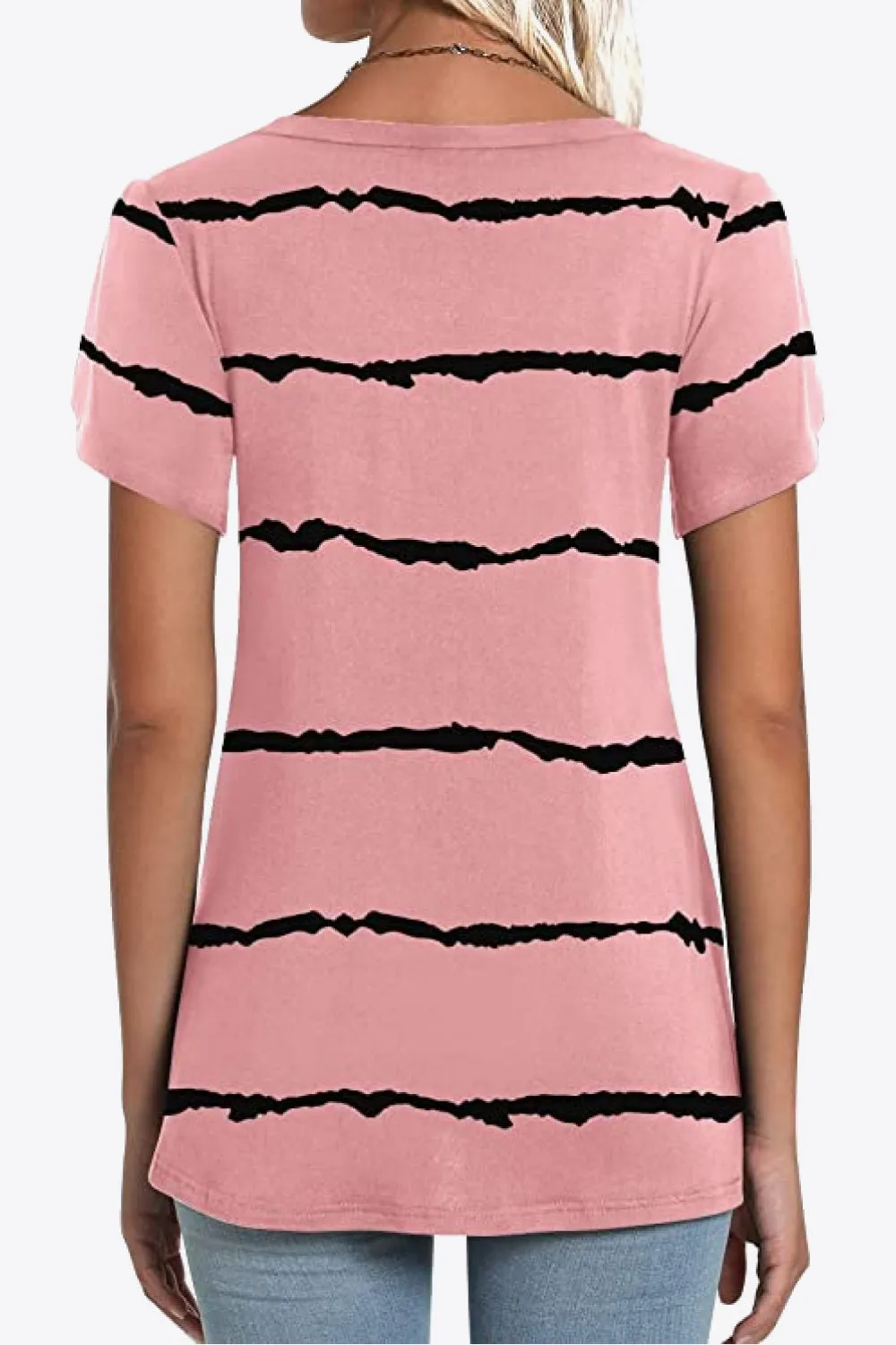 Printed Petal Sleeve V-Neck Blouse (12 Color Styles)