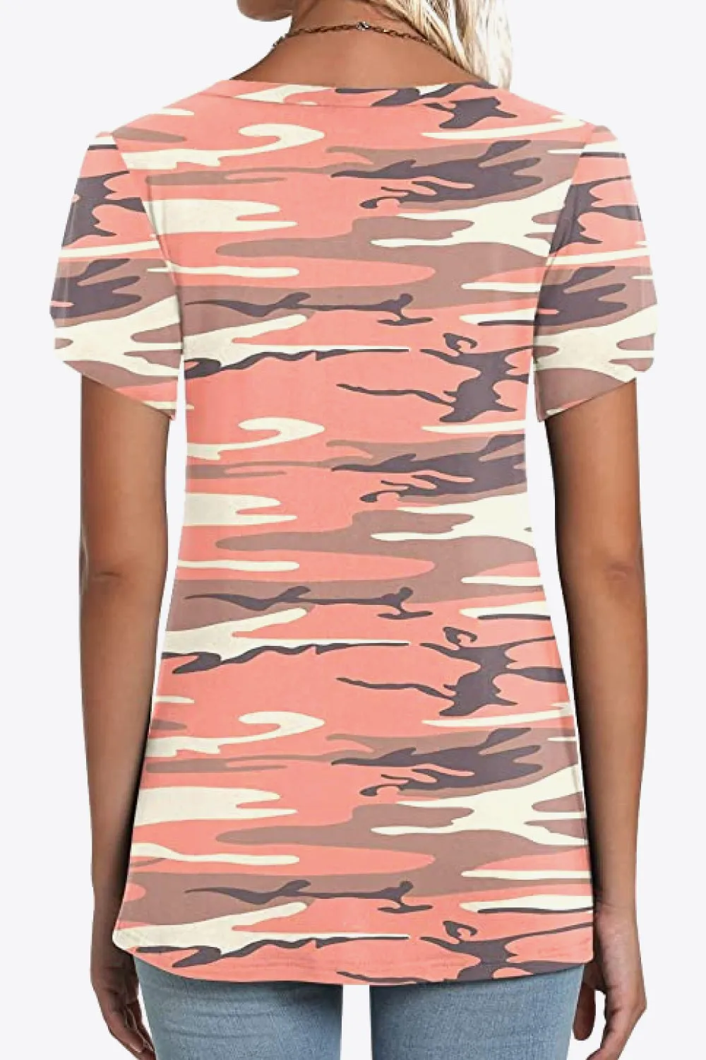 Printed Petal Sleeve V-Neck Blouse (12 Color Styles)
