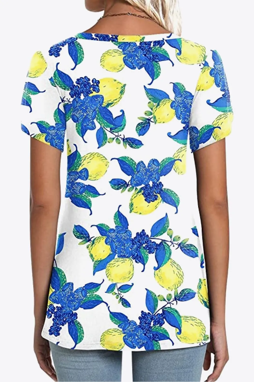 Printed Petal Sleeve V-Neck Blouse (12 Color Styles)