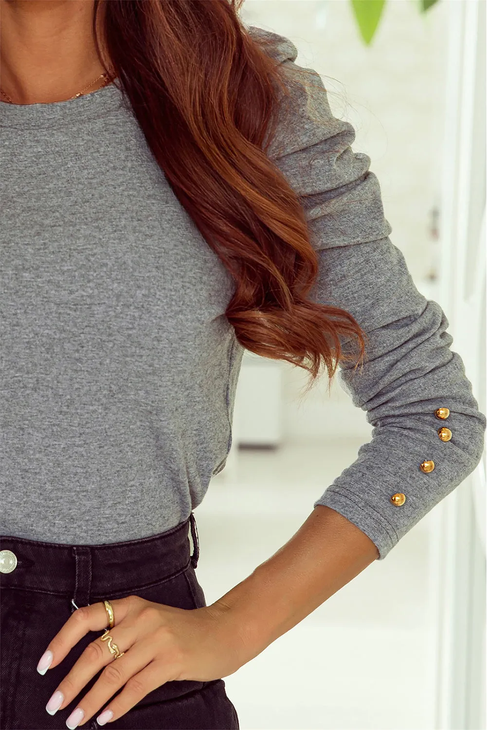 Puff Long Sleeve Sheath Top