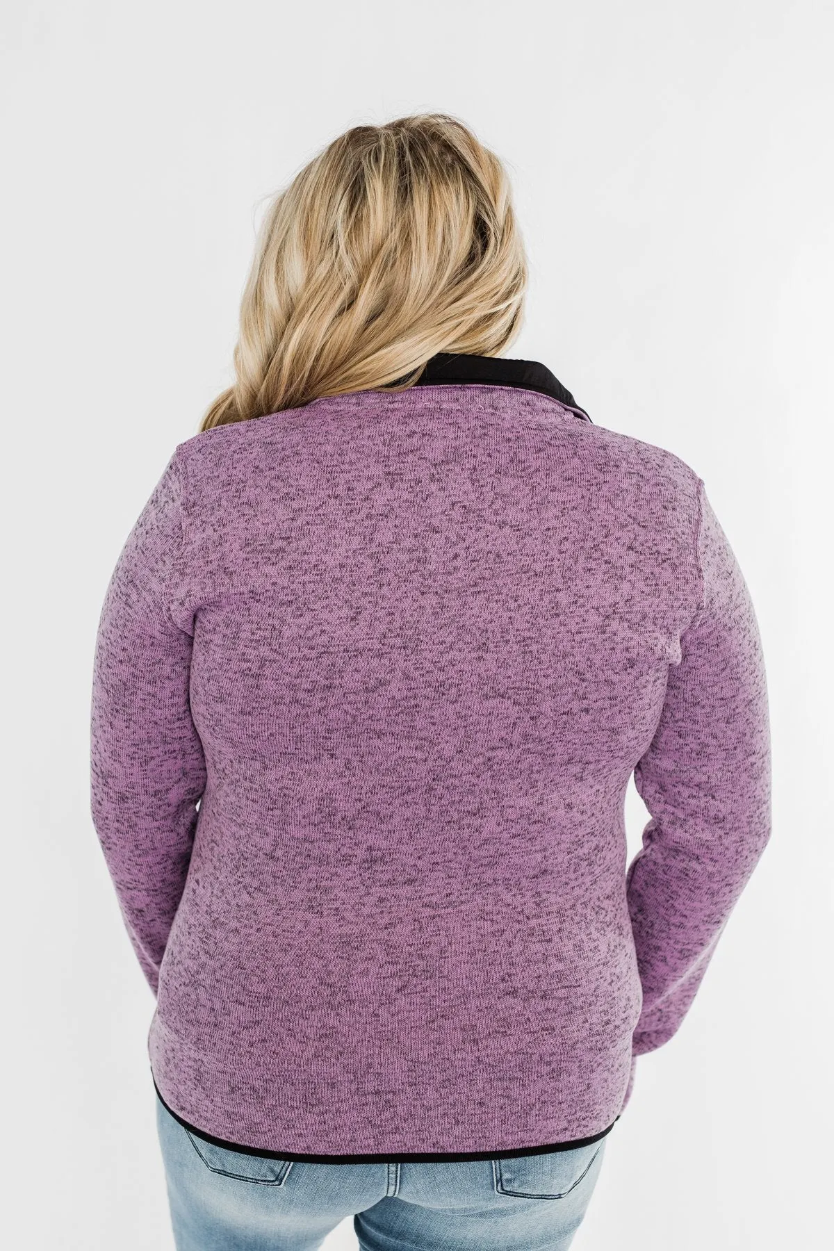 Pulse Exclusive Quarter Button Pullover- Heathered Purple