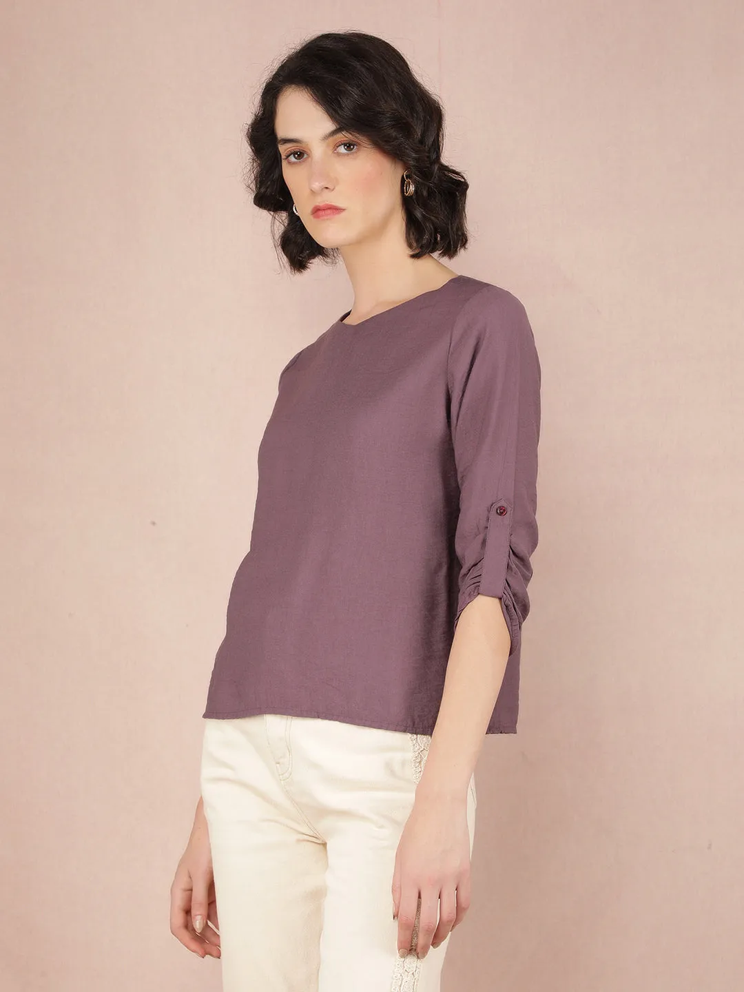 Purple V-Neck Top