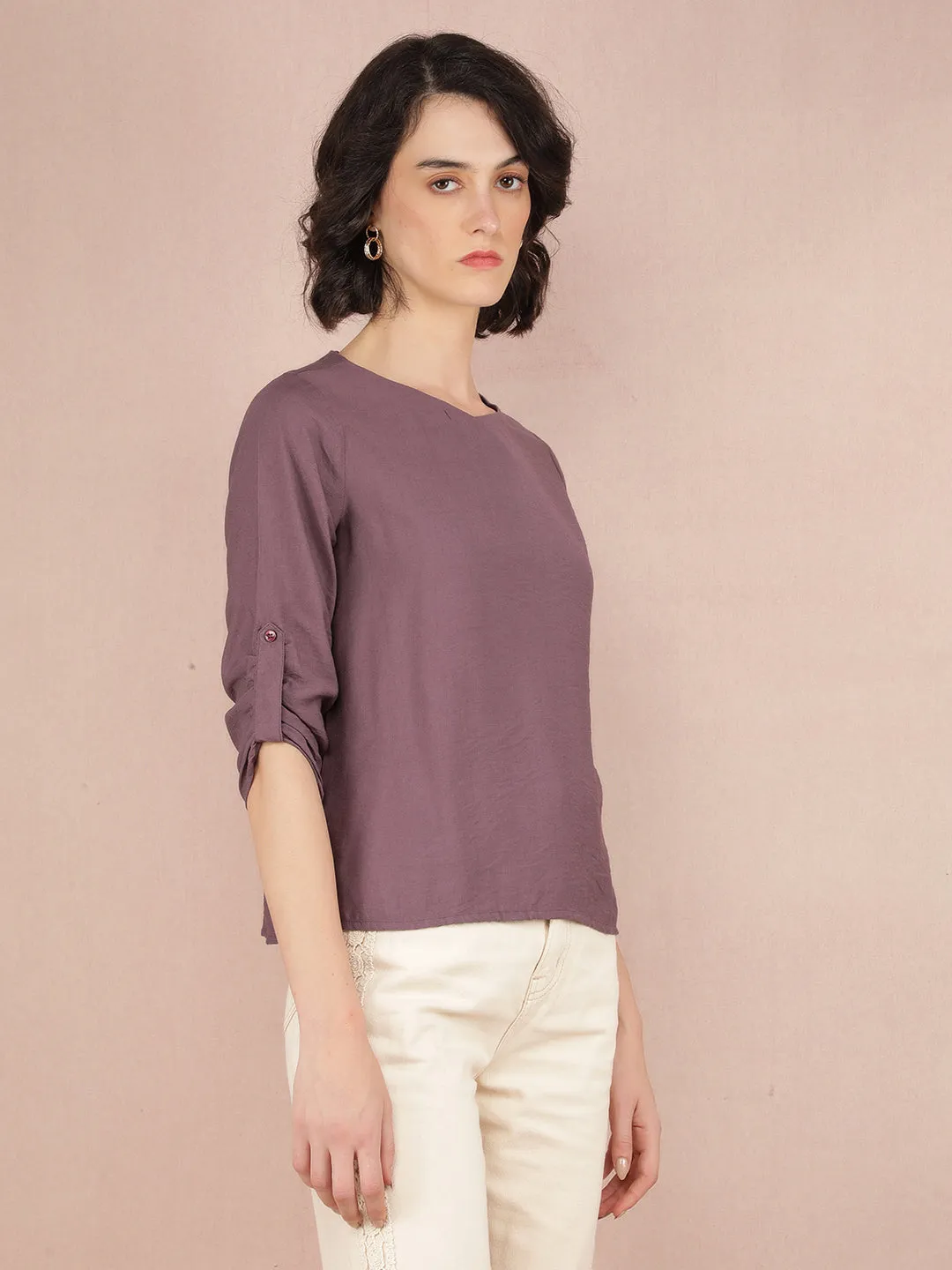 Purple V-Neck Top
