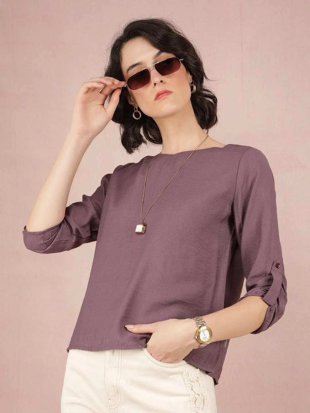 Purple V-Neck Top