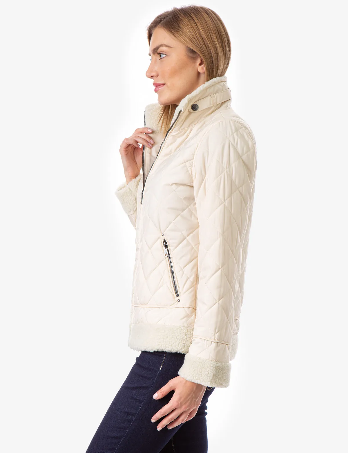 QUILTED MOTO PUFFER JACKET