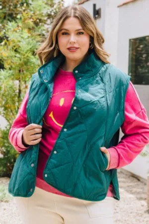 Quilted Puffer Vest Front Snap Button Closure