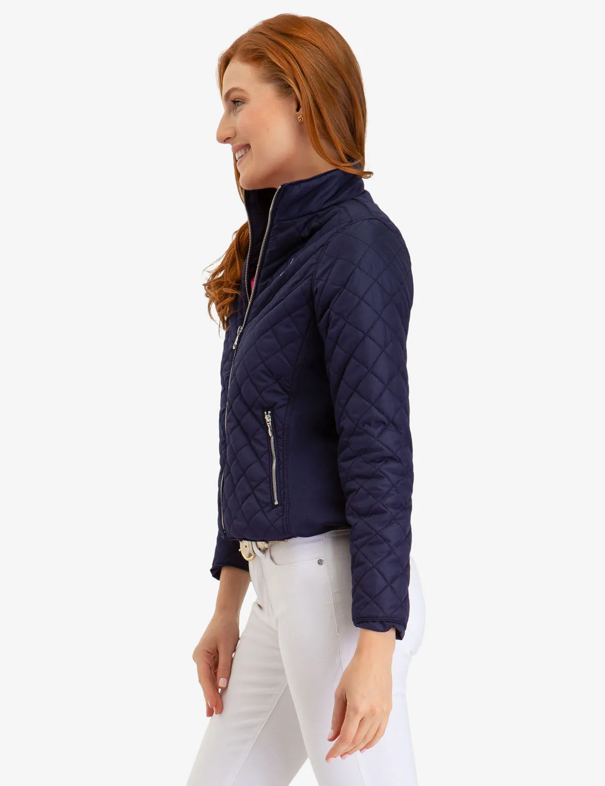 QUILTED SIDE KNIT MOTO JACKET