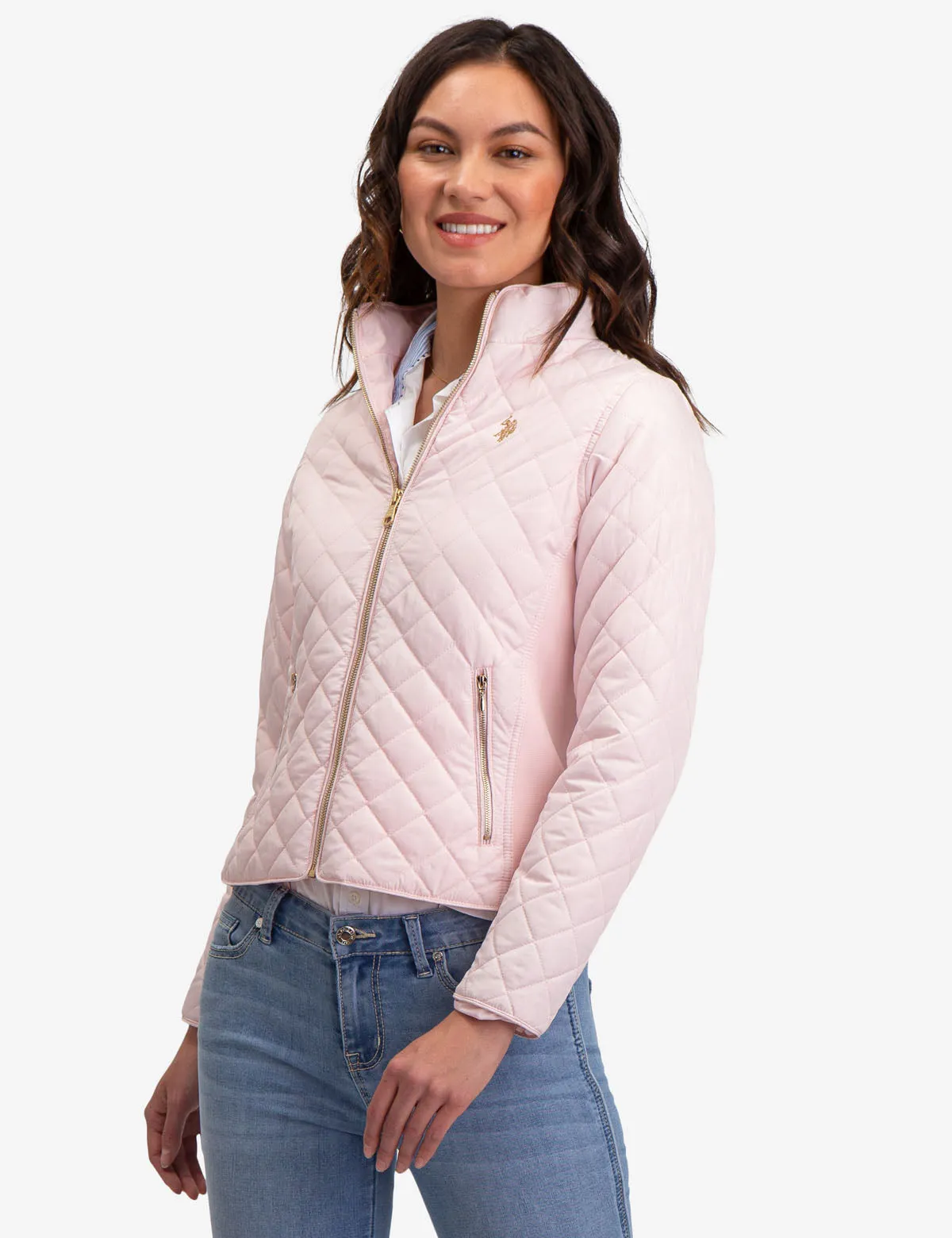 QUILTED SIDE KNIT MOTO JACKET