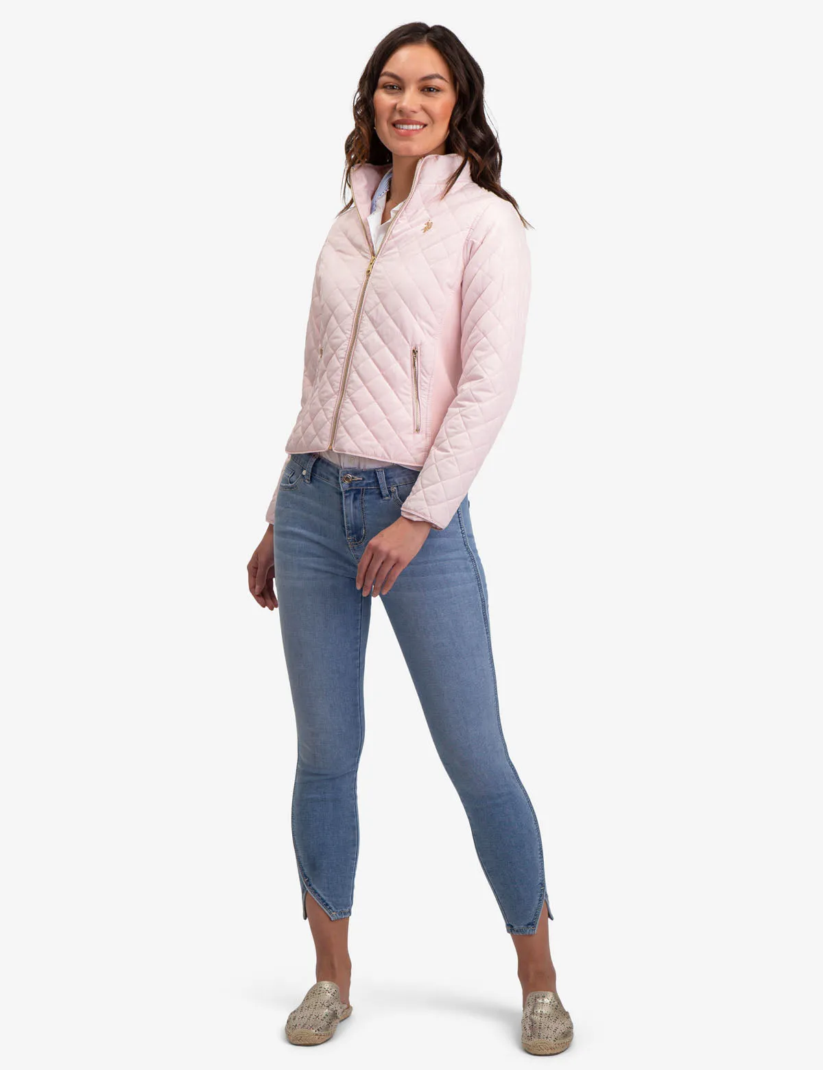 QUILTED SIDE KNIT MOTO JACKET