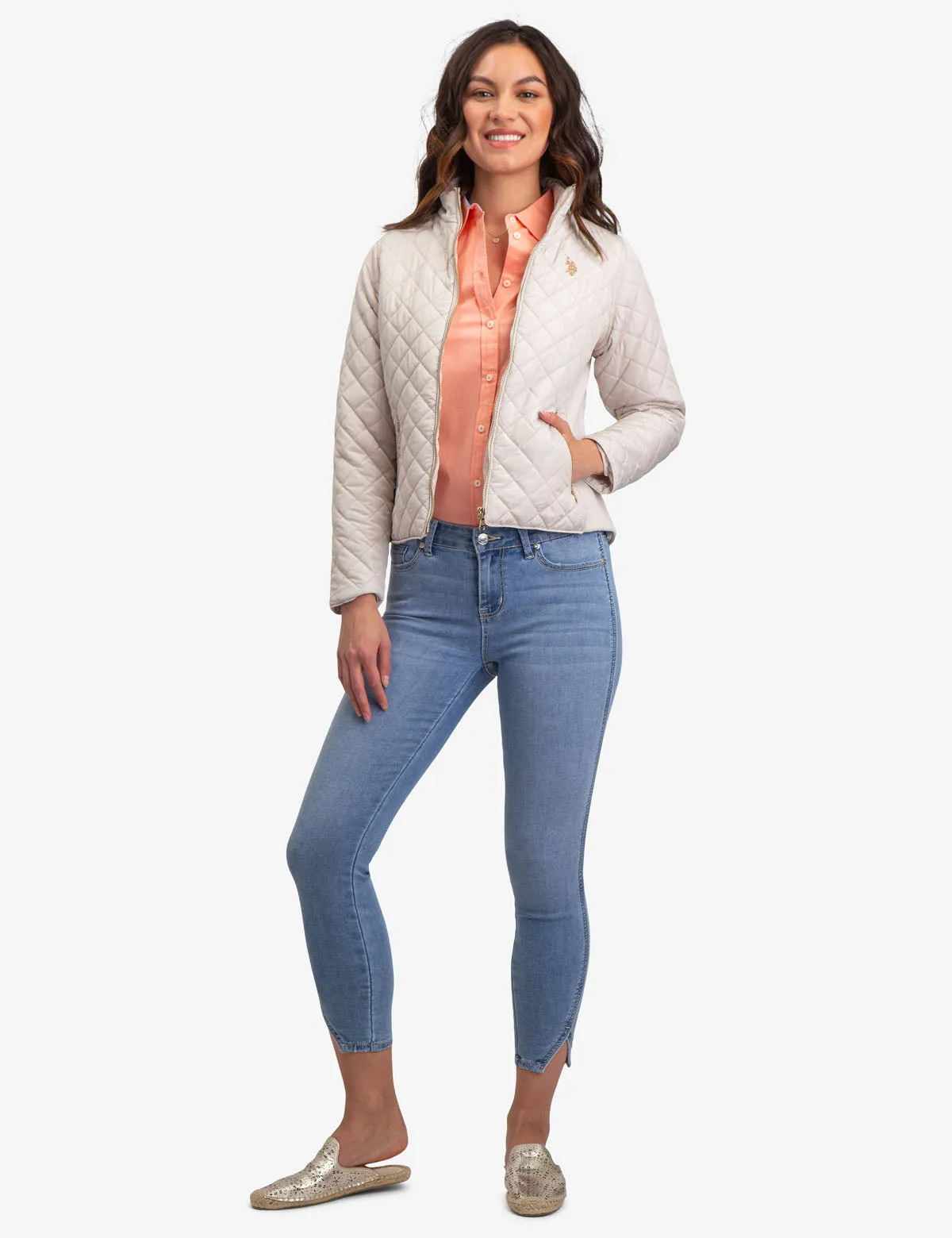QUILTED SIDE KNIT MOTO JACKET