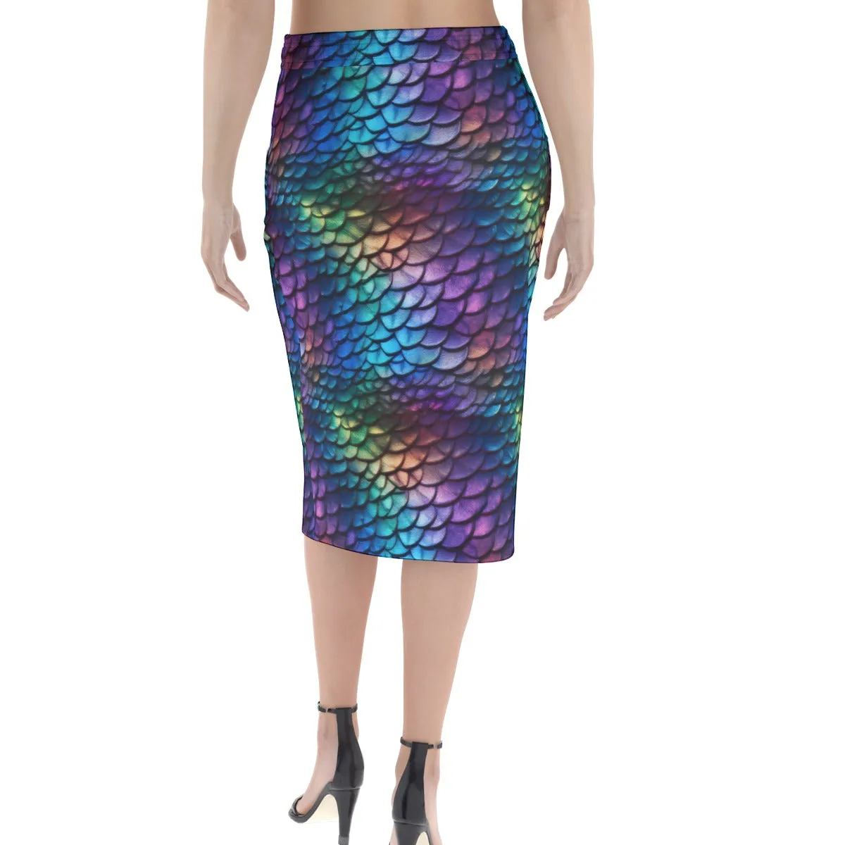 Rainbow Fish Pencil Midi Skirt