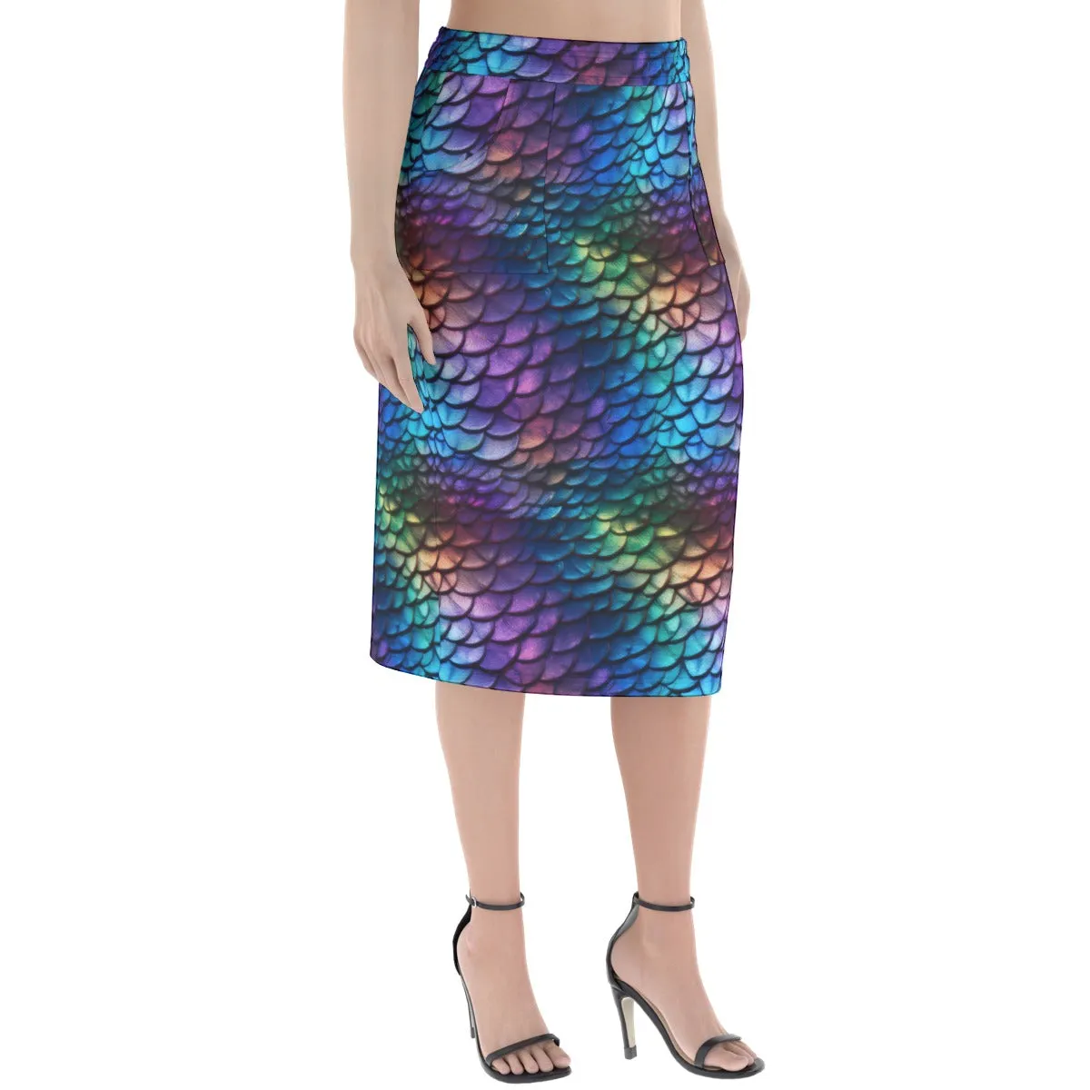 Rainbow Fish Pencil Midi Skirt