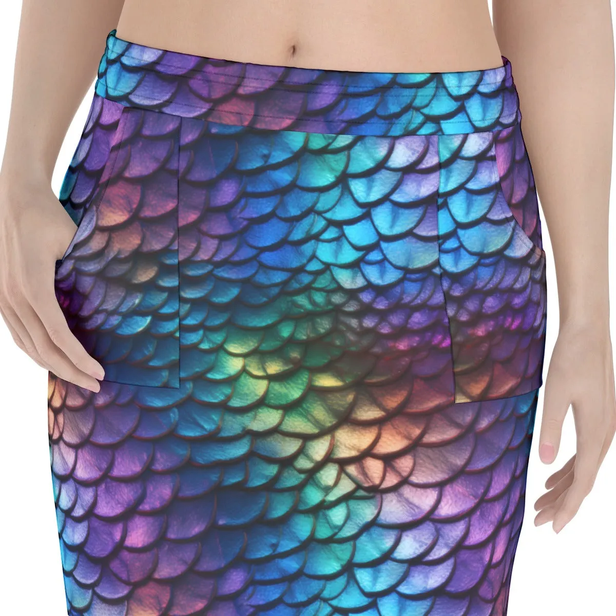 Rainbow Fish Pencil Midi Skirt