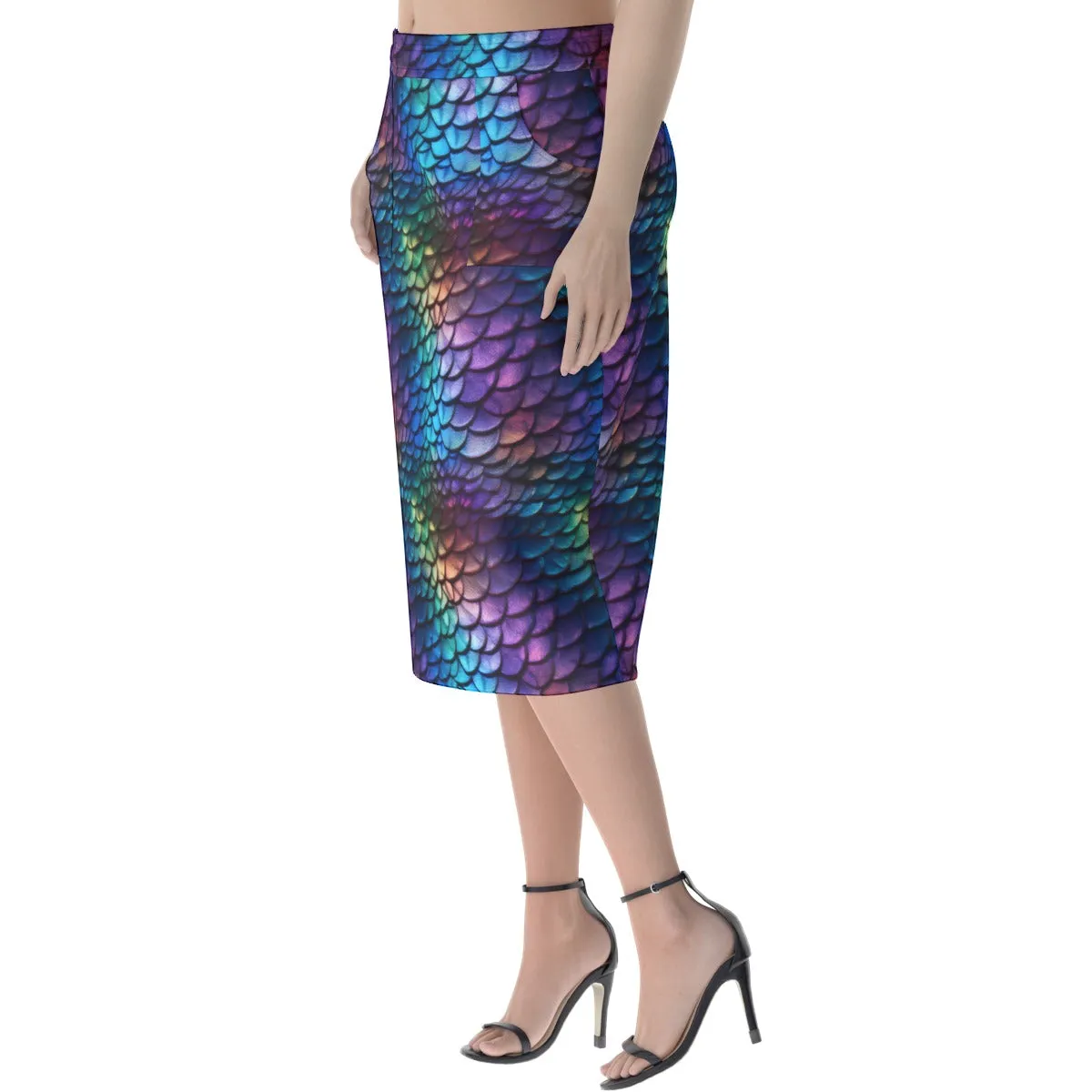 Rainbow Fish Pencil Midi Skirt