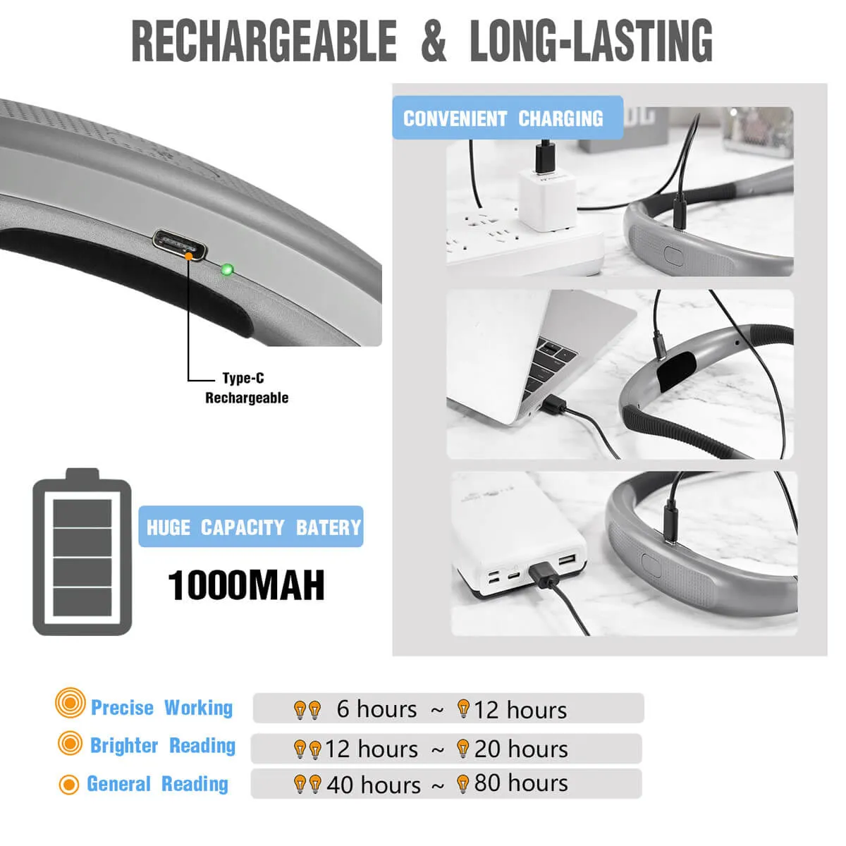 Rechargeable Neck Reading Light