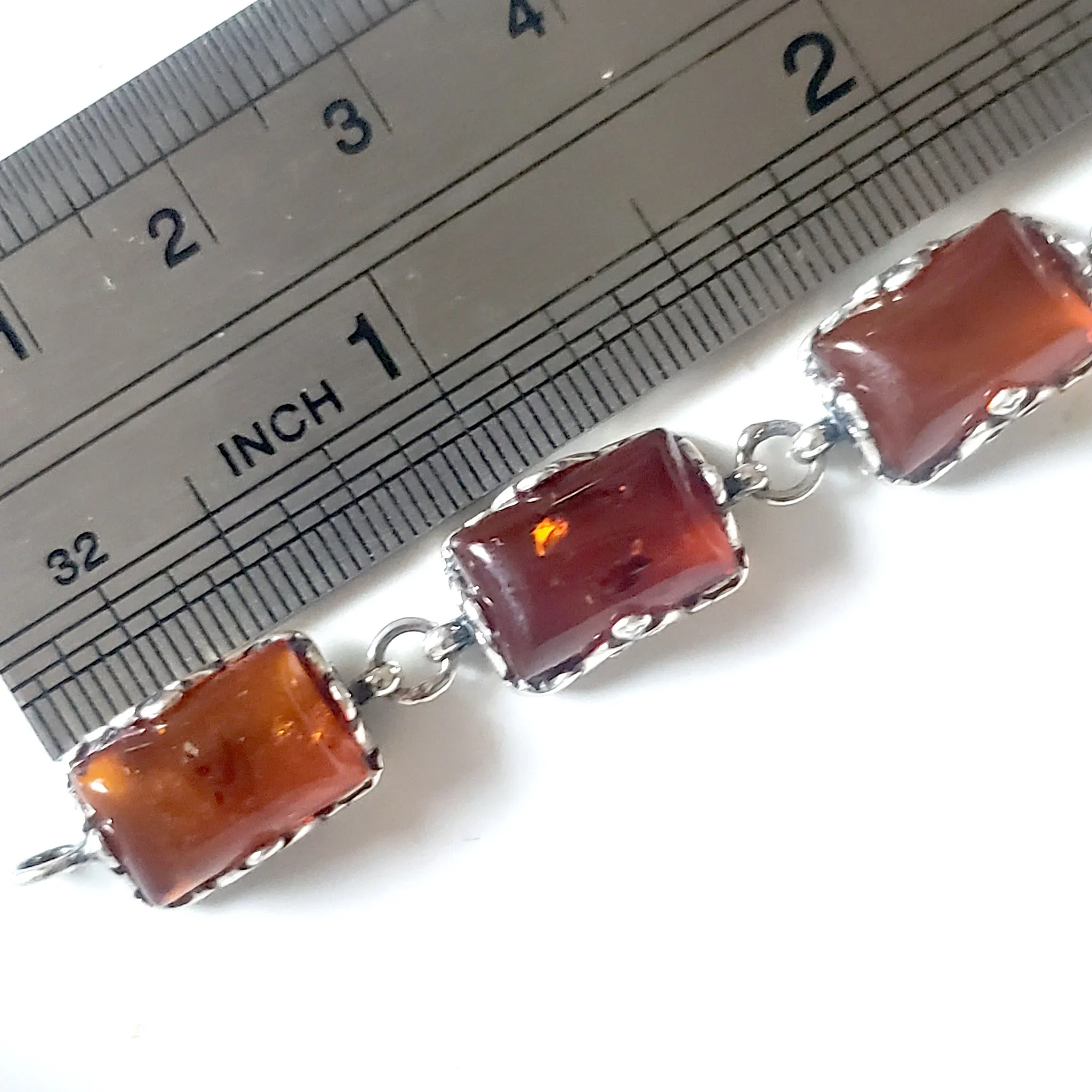 Rectangular Amber Bracelet in Silver