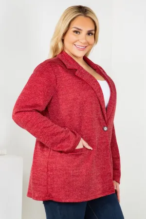 Red Sparkle Stripe Blazer with Button