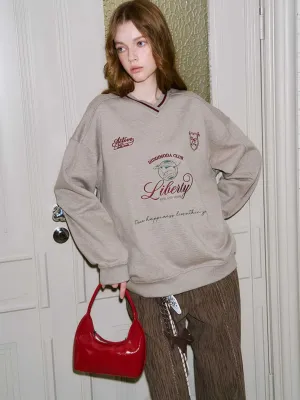Retro V-neck sweatshirt【s0000010797】