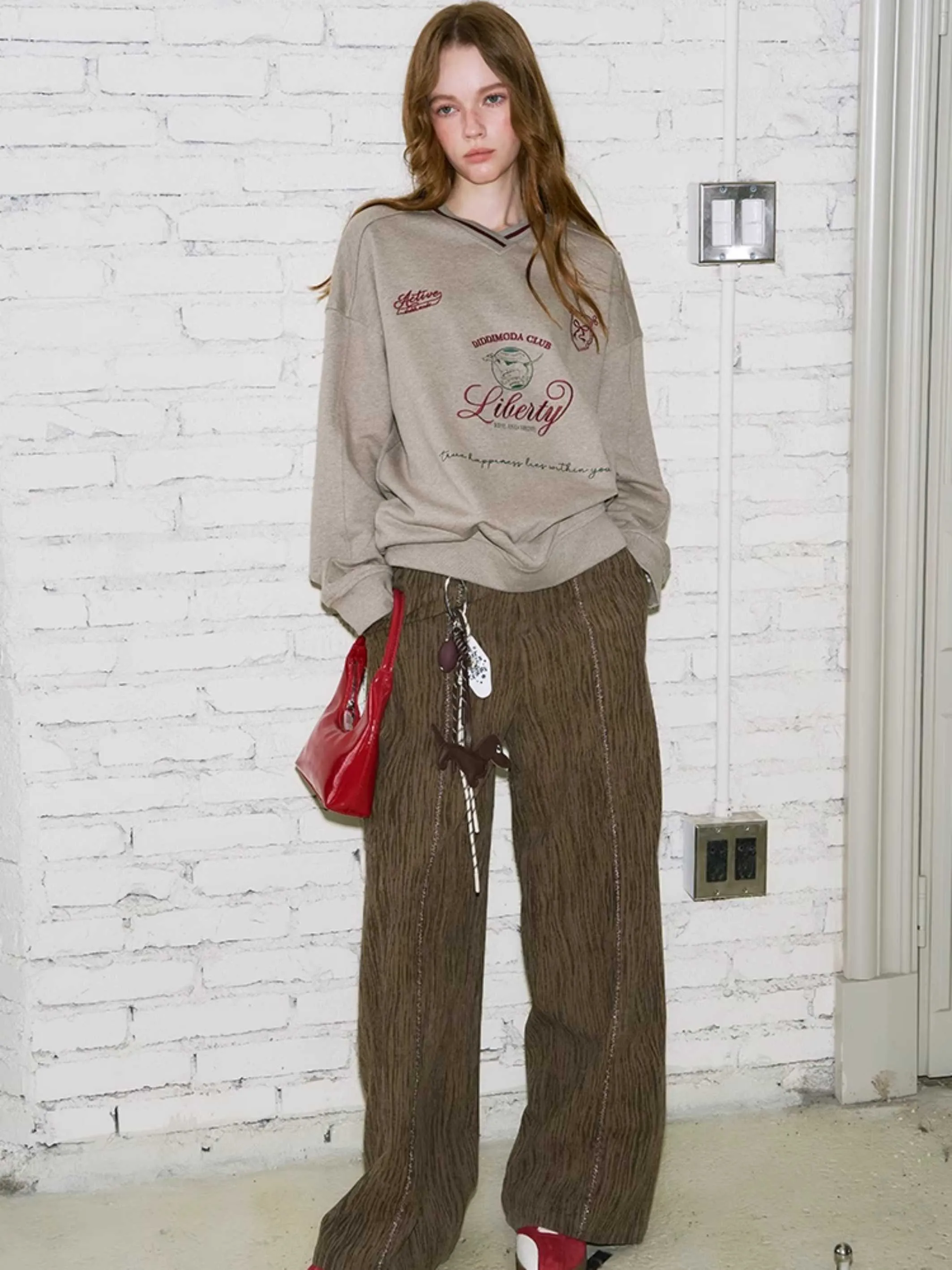 Retro V-neck sweatshirt【s0000010797】